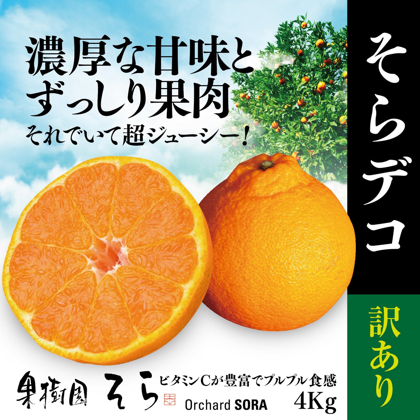 そらデコ 【愛媛産みかん/訳あり不知火】 4kg